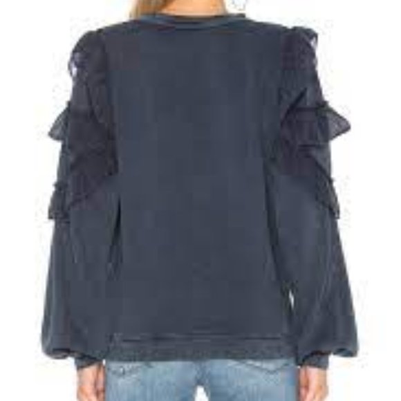 TULAROSA Cat Ruffle Sweatshirt Navy Blue - Picture 2 of 5